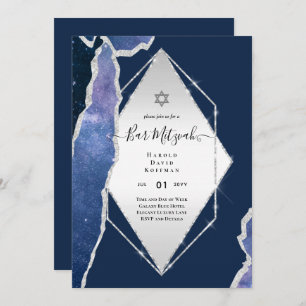Galaxy Starry Night BAR MITZVAH Agate Invitation