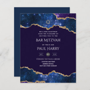 Galaxy Starry Night BAR MITZVAH Invitations Navy