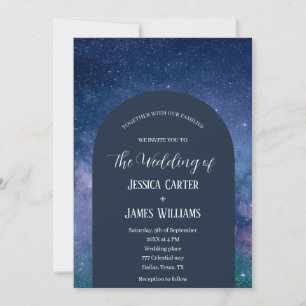 Galaxy Starry Night Celestial Arch Space Wedding Invitation