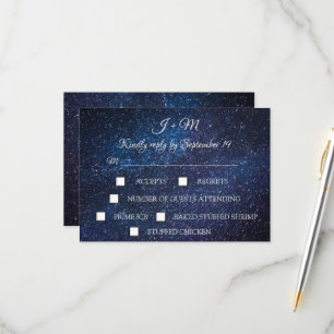 Galaxy Starry Night Celestial Stars Modern RSVP Card