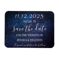 Galaxy Starry Night Navy Blue Wedding Magnet 