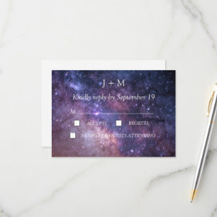 Galaxy Starry Night Nebula Mystical Modern RSVP Card