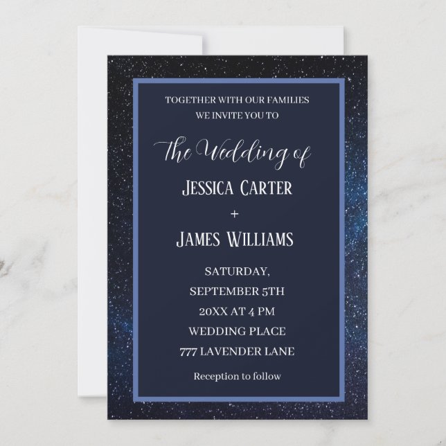 Galaxy Starry Night Outer Space Universe Wedding Invitation (Front)