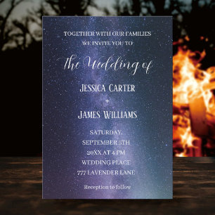 Galaxy Starry Night Outer Space Universe Wedding  Invitation