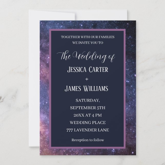 Galaxy Starry Night Outer Space Universe Wedding Invitation (Front)