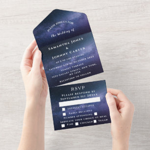 Galaxy Starry Night Sky Universe Wedding Nebula All In One Invitation