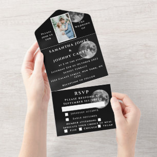 Galaxy Starry Night Universe Photo Wedding Moon All In One Invitation