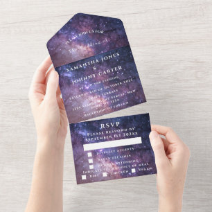 Galaxy Starry Night Universe Sky Wedding Nebula All In One Invitation