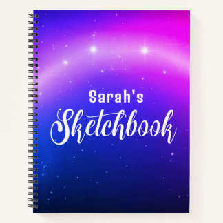 Galaxy Stars Customisable Name Sketchbook Notebook