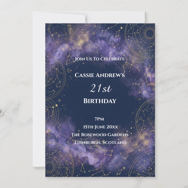 Galaxy Stars Milestone Birthday Invitation (Front)