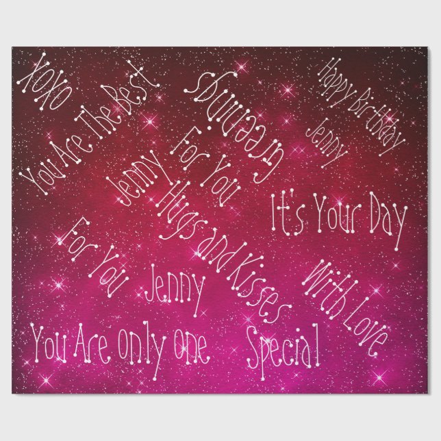 Galaxy Stars Personalised Birthday Space Wrapping Paper (Flat)