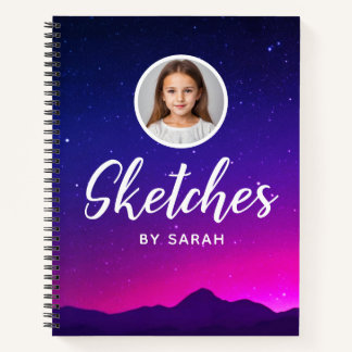 Galaxy Stars Personalised Name Sketchbook Notebook