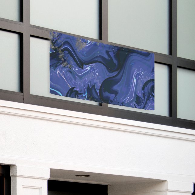 Galaxy Swirl Blue Glitter Abstract Cosmic Pattern  Banner (Outside Building)