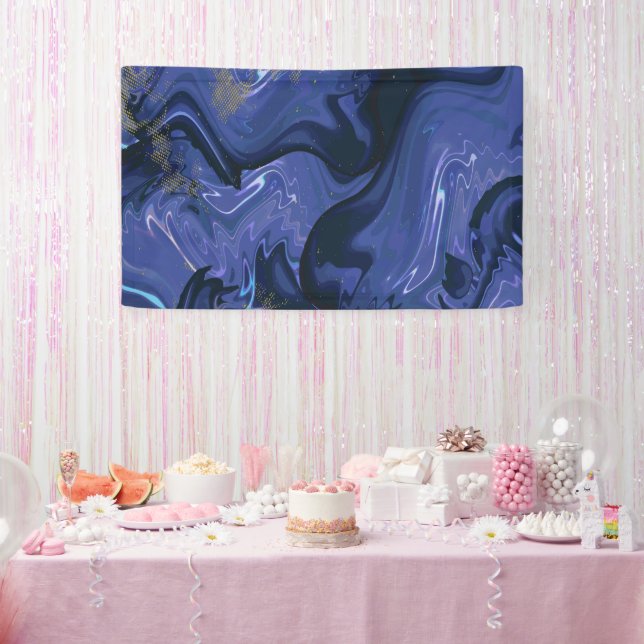 Galaxy Swirl Blue Glitter Abstract Cosmic Pattern  Banner (Party)