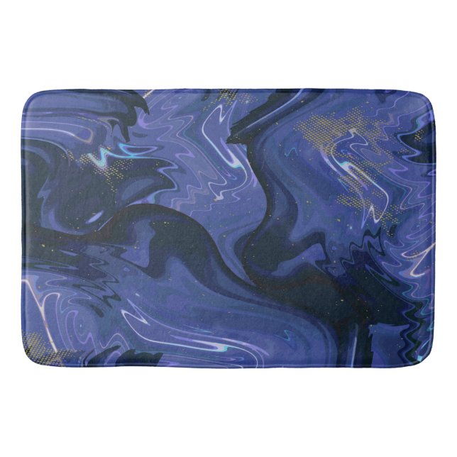 Galaxy Swirl Blue Glitter Abstract Cosmic Pattern  Bath Mat (Front)