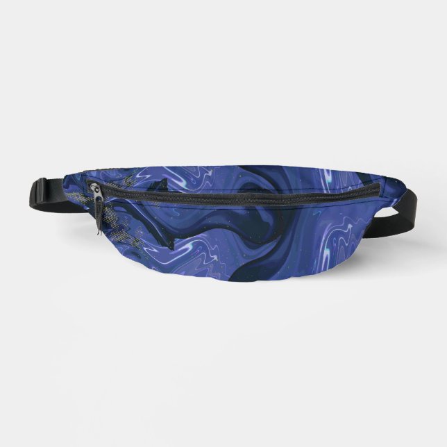 Galaxy Swirl Blue Glitter Abstract Cosmic Pattern  Bum Bags (Front)
