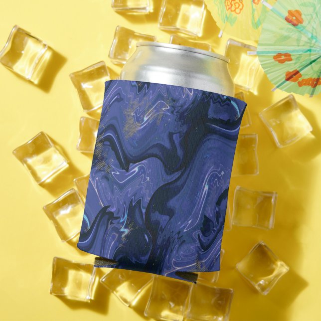 Galaxy Swirl Blue Glitter Abstract Cosmic Pattern  Can Cooler (In Situ Summer)