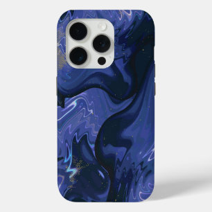 Galaxy Swirl Blue Glitter Abstract Cosmic Pattern iPhone 15 Pro Case