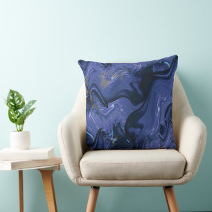 Galaxy Swirl Blue Glitter Abstract Cosmic Pattern Cushion