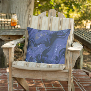 Galaxy Swirl Blue Glitter Abstract Cosmic Pattern  Cushion