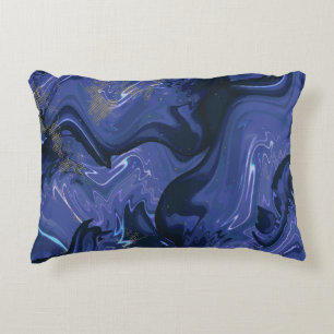 Galaxy Swirl Blue Glitter Abstract Cosmic Pattern  Decorative Cushion