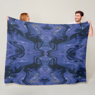 Galaxy Swirl Blue Glitter Abstract Cosmic Pattern Fleece Blanket