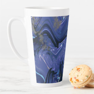 Galaxy Swirl Blue Glitter Abstract Cosmic Pattern Latte Mug