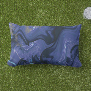 Galaxy Swirl Blue Glitter Abstract Cosmic Pattern  Lumbar Cushion