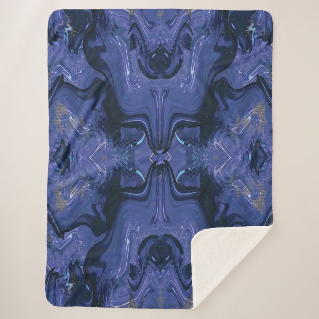 Galaxy Swirl Blue Glitter Abstract Cosmic Pattern  Sherpa Blanket (Front)