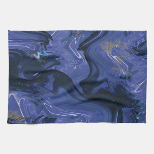 Galaxy Swirl Blue Glitter Abstract Cosmic Pattern  Tea Towel