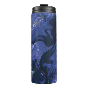 Galaxy Swirl Blue Glitter Abstract Cosmic Pattern Thermal Tumbler