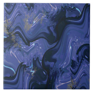 Galaxy Swirl Blue Glitter Abstract Cosmic Pattern  Tile