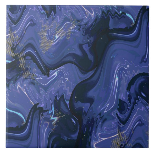 Galaxy Swirl Blue Glitter Abstract Cosmic Pattern  Tile (Front)