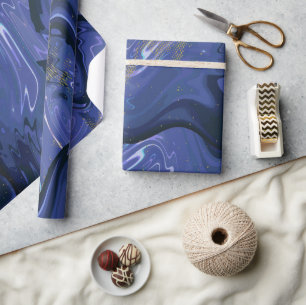 Galaxy Swirl Blue Glitter Abstract Cosmic Pattern Wrapping Paper