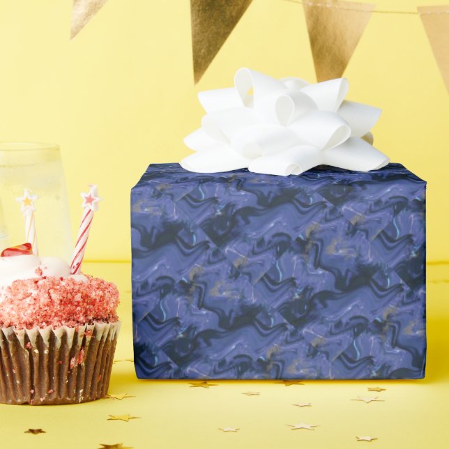 Galaxy Swirl Blue Glitter Abstract Cosmic Pattern  Wrapping Paper (Birthday Party)