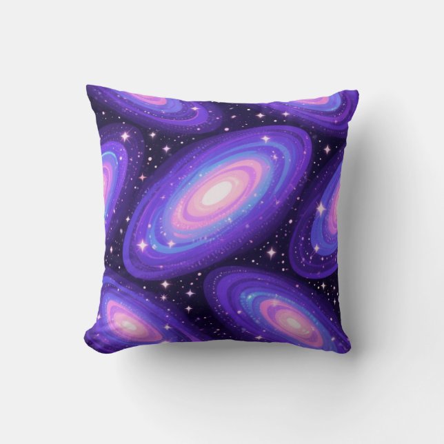 Galaxy Swirls Pattern Dreamy Cosmic Nebula Design Cushion (Front)