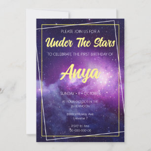Galaxy Theme Birthday Invitation