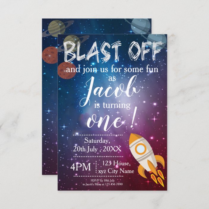 Galaxy Themed | 1st Birthday Party Invitation | Zazzle.co.nz