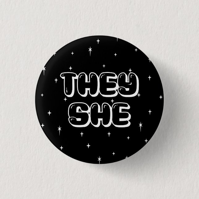 Galaxy They/She Pronouns  3 Cm Round Badge (Front)