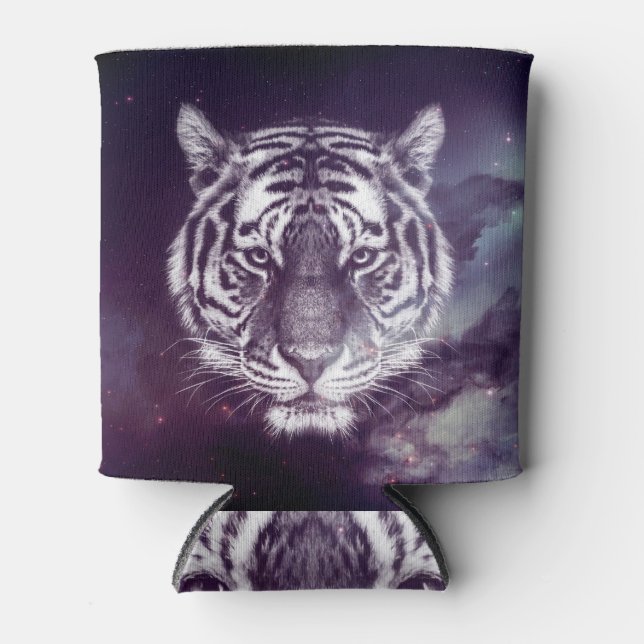 Galaxy Tiger Face Wallpaper Can Cooler (Front)