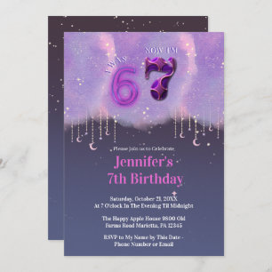 Galaxy Trend Meme I Was 6 Now I’m 7 Girl Birthday Invitation