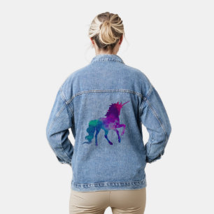 Galaxy Unicorn Sky Colours of Blue & Purple Womens Denim Jacket