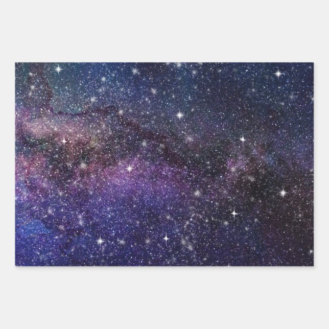 Galaxy, Universe, Men & Women, Space Pattern Wrapping Paper Sheet (Front)