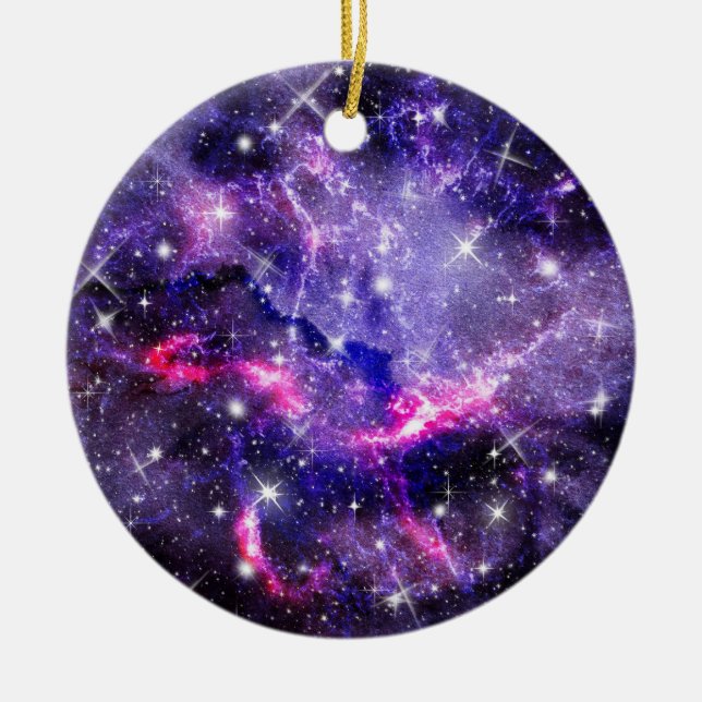 Galaxy, Universe, Stars, Outer Space Gift Pattern Ceramic Tree Decoration (Front)