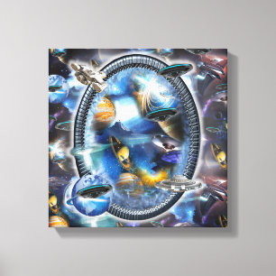 Galaxy Visitors in Space Canvas Print
