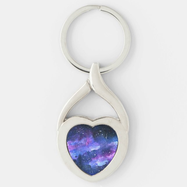 Galaxy Watercolor Purple Teen Gift Key Ring (Front)