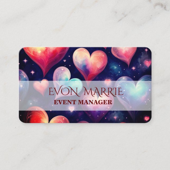   Galaxy Watercolor Valentine  Art  Business Card (Front)