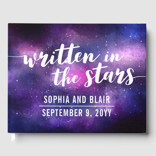 Galaxy Wedding | Written In The Stars Personalised Guest Book (Front)