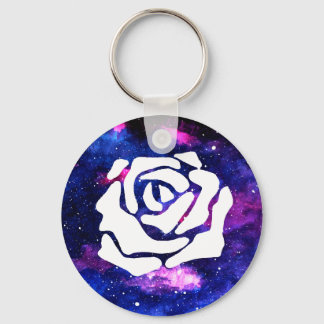 galaxy white rose key ring
