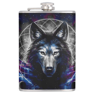 Galaxy Wolf Hip Flask